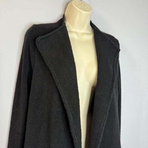 James Perse Womens Black Textured Open Front Cardigan Duster Casual Wardrobe S - Picture 3 of 10